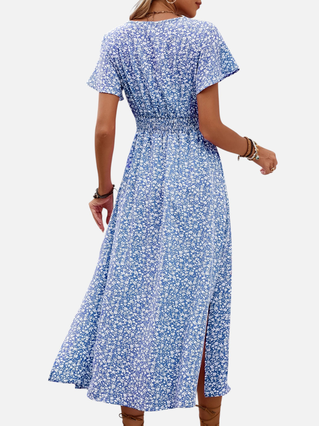 Women's Floral Maxi Dress for Summer Elegant High Slit Outfit