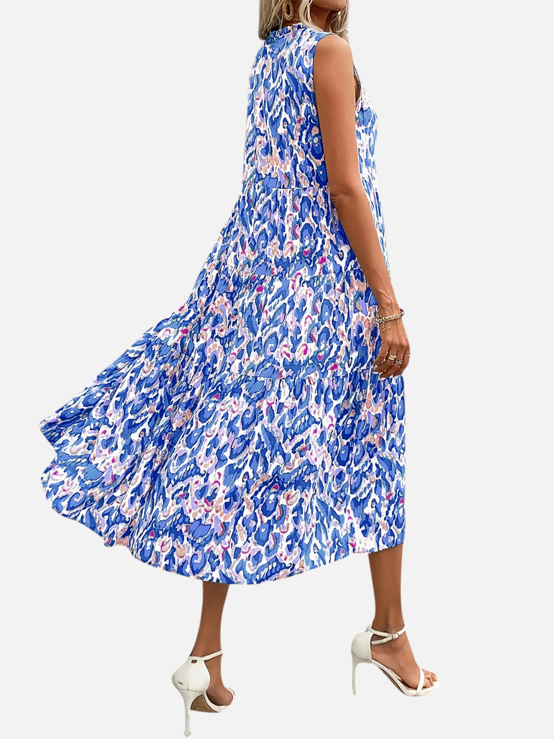 women's boho maxi dress sleeveless summer vacation outfit printed