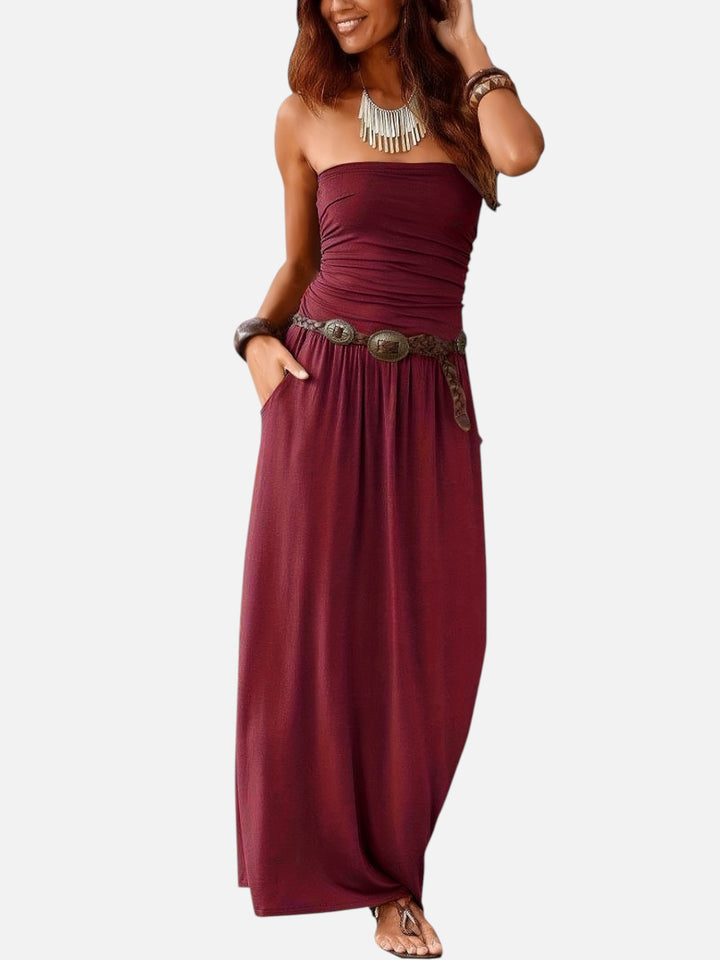 Women's Strapless Dress for Evening Events Slim Fit Waist