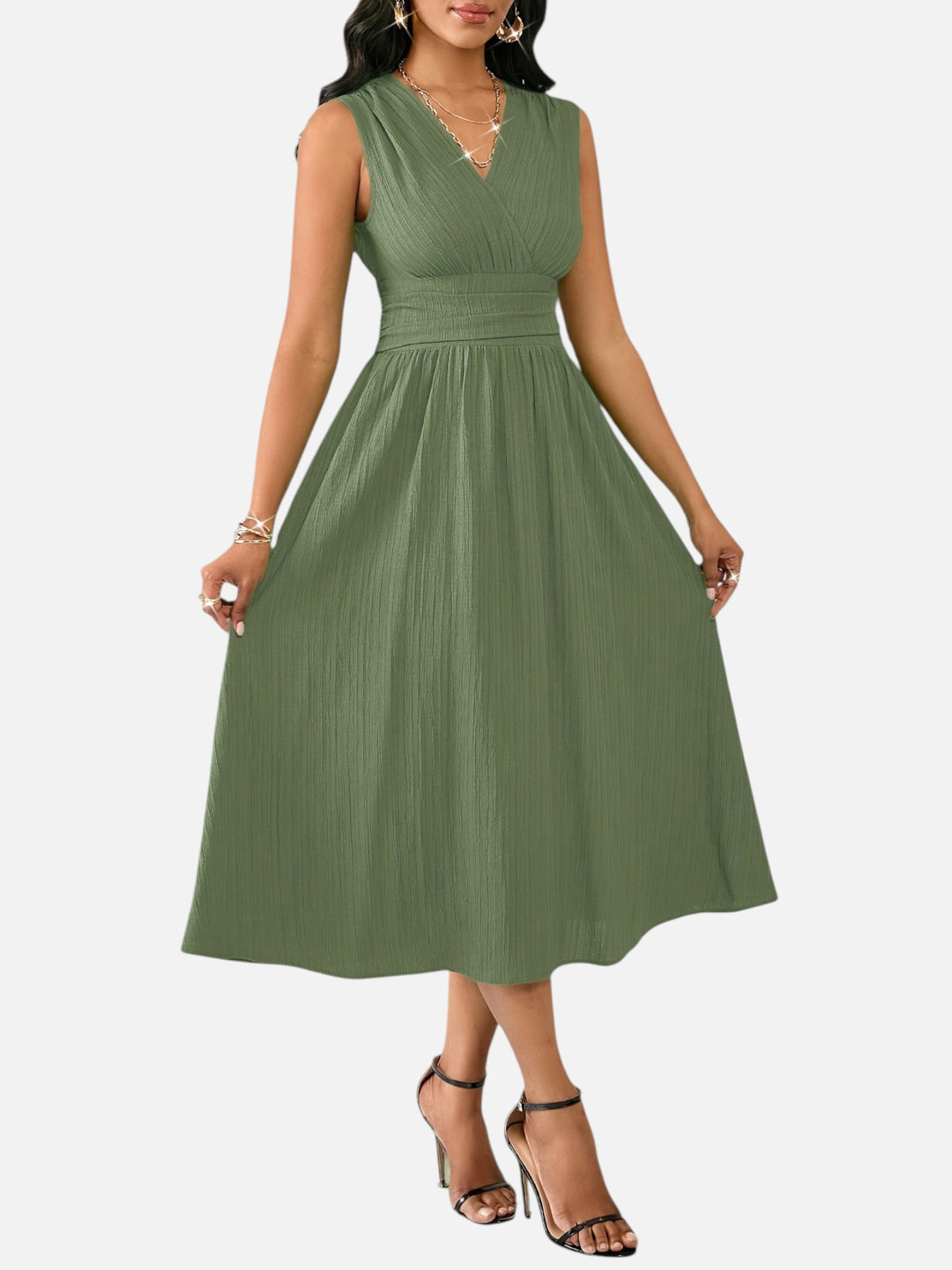 Midi Dress Women Sleeveless Summer Casual Vacation Outfit