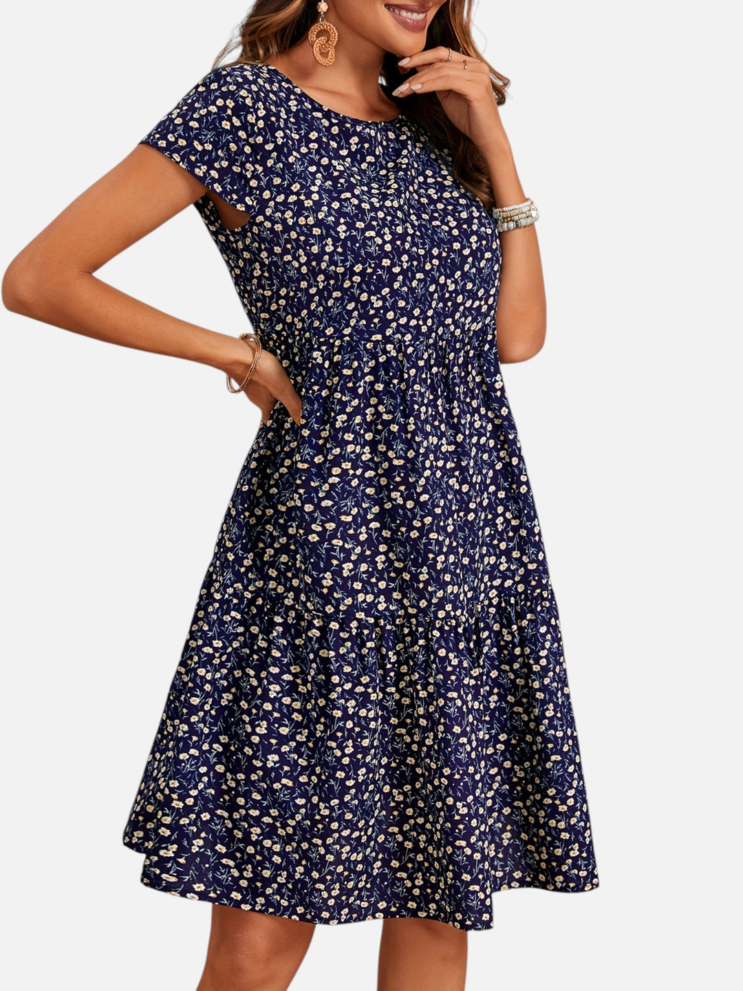 Women's Slim Fit Floral Dress Midi Length Everyday Wear