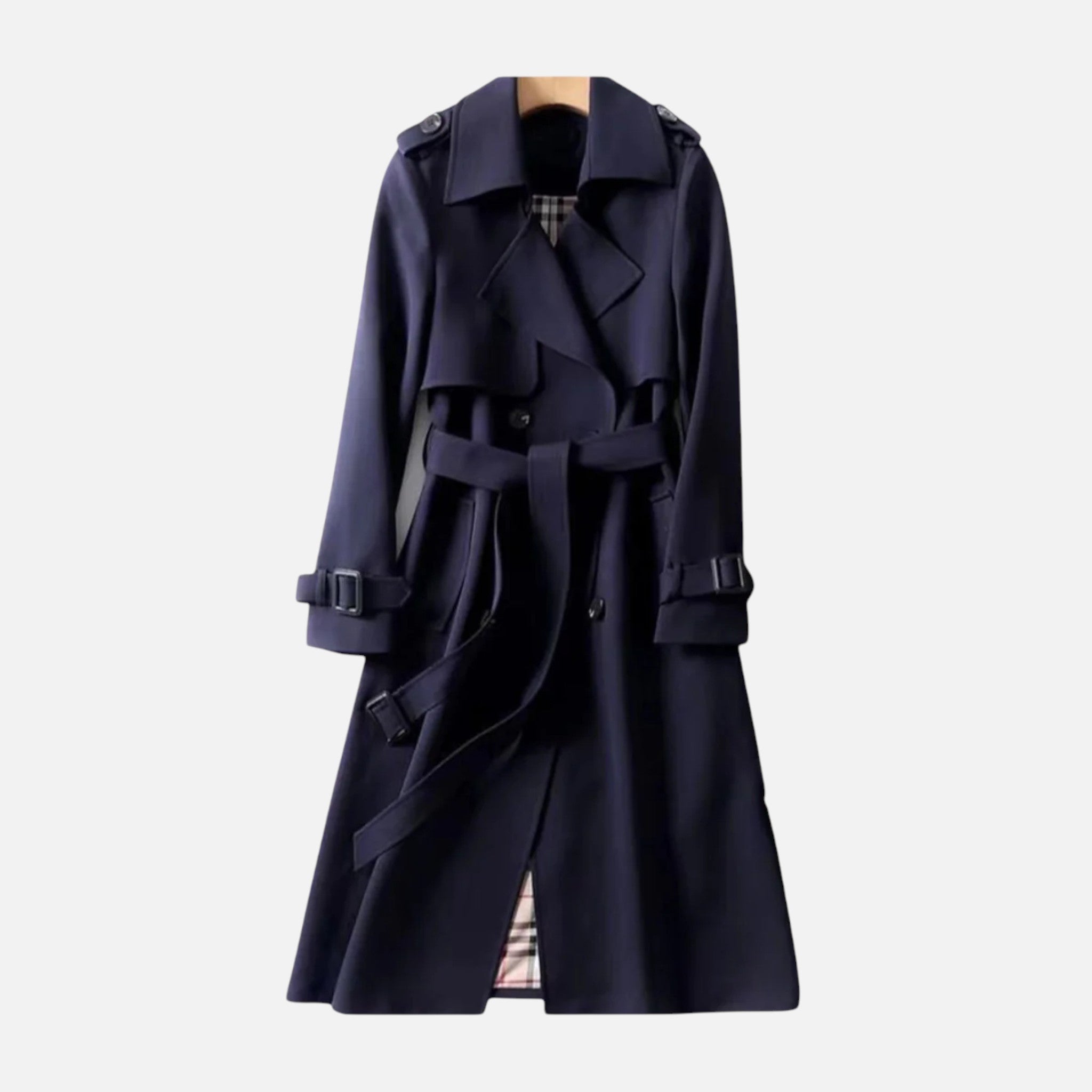 Aurevien | Women’s Belted Tweed Trench Coat – Ivy League Finish