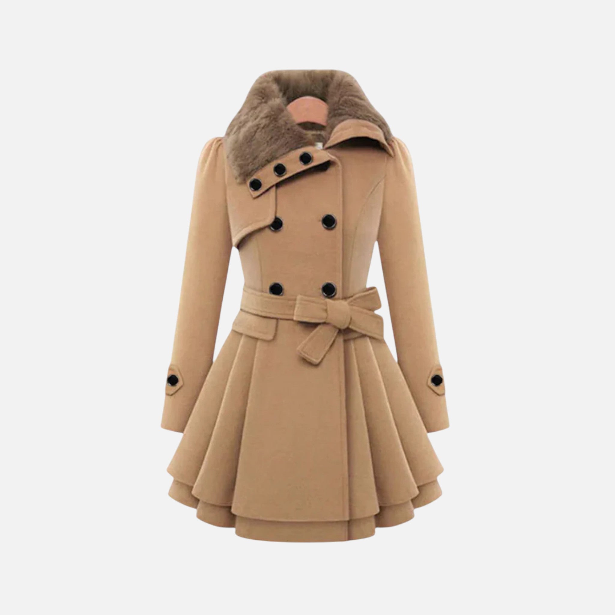 Aurevien | Women’s Belted Fur-Collar Coat – Heritage Wool