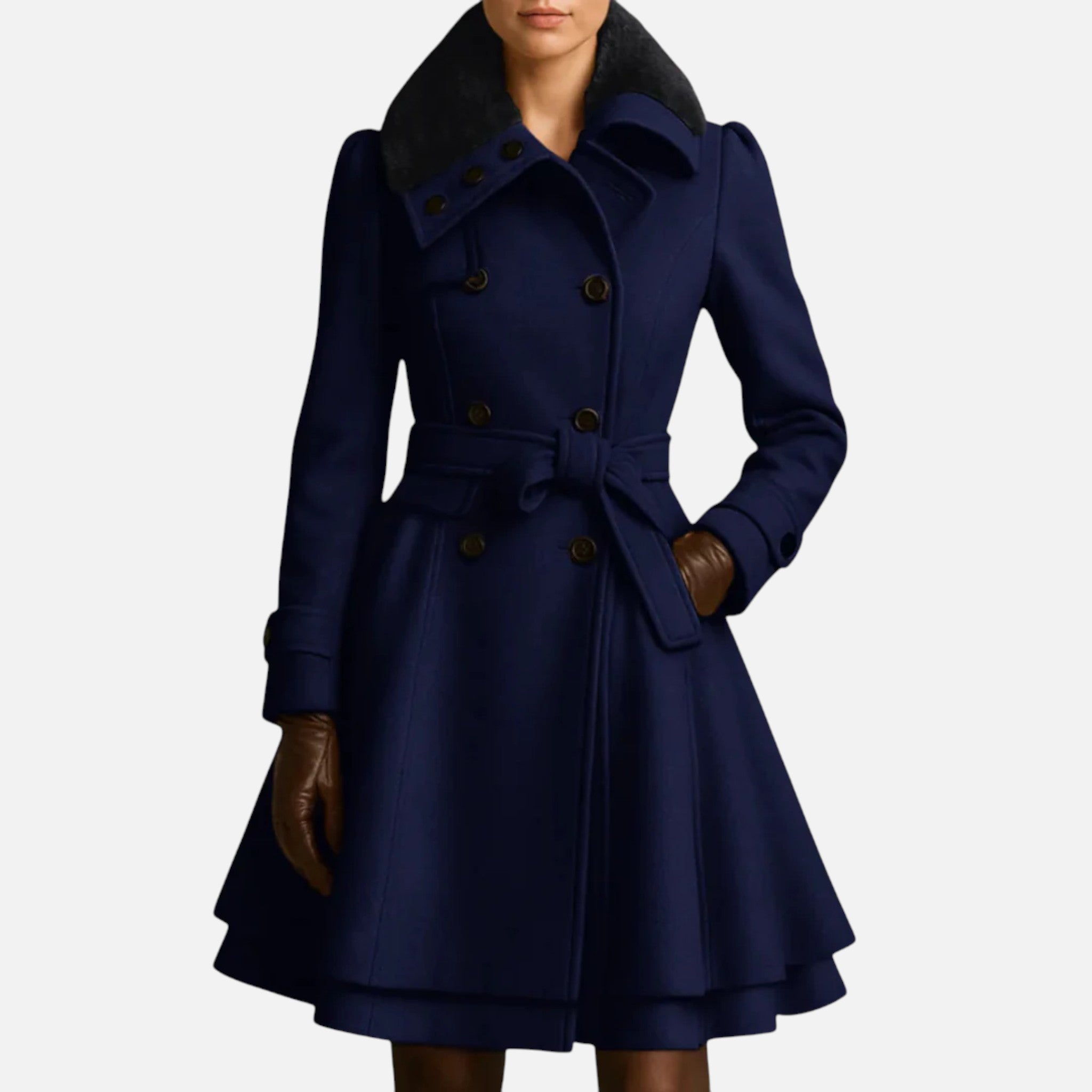 Aurevien | Women’s Belted Fur-Collar Coat – Heritage Wool
