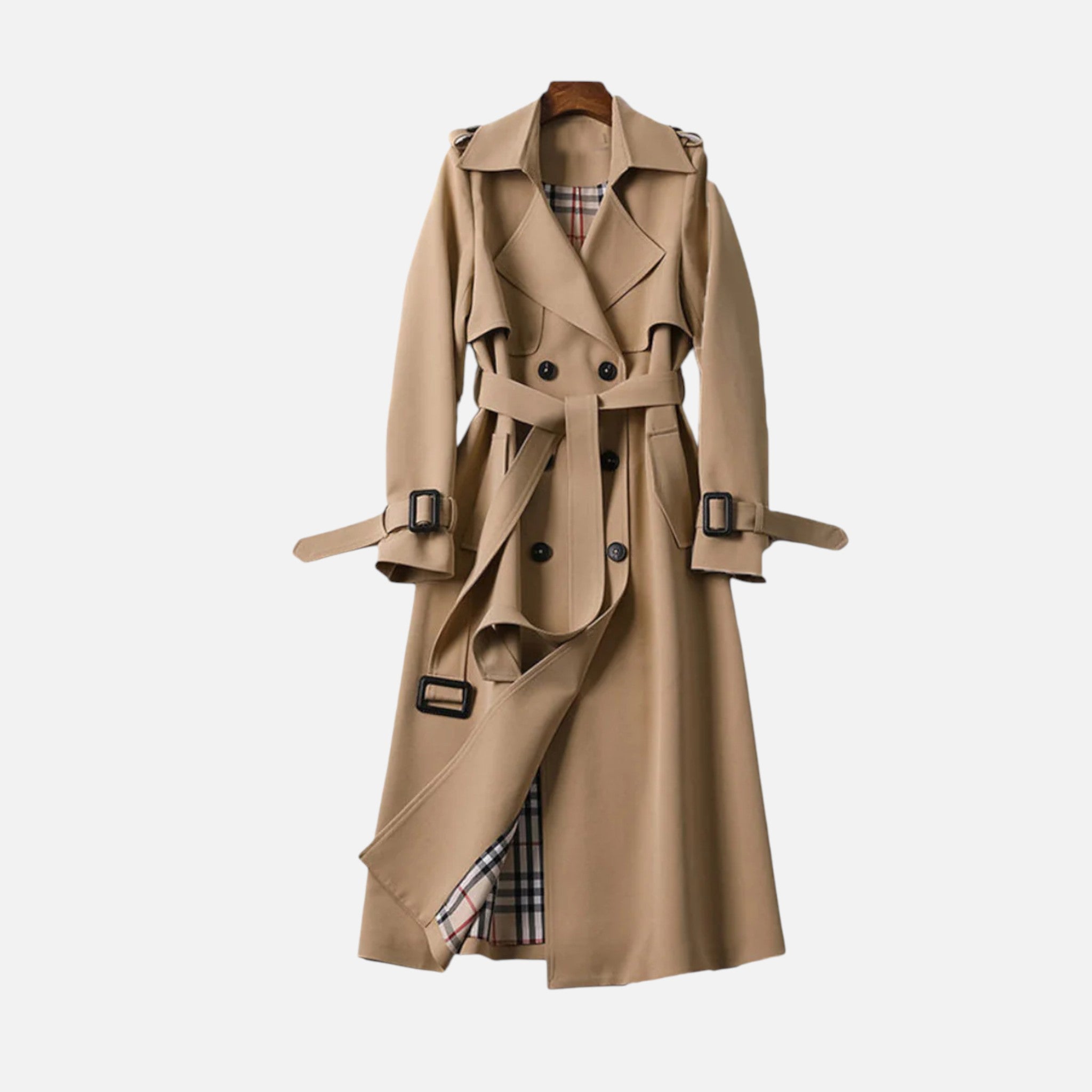 Aurevien | Women’s Belted Tweed Trench Coat – Ivy League Finish