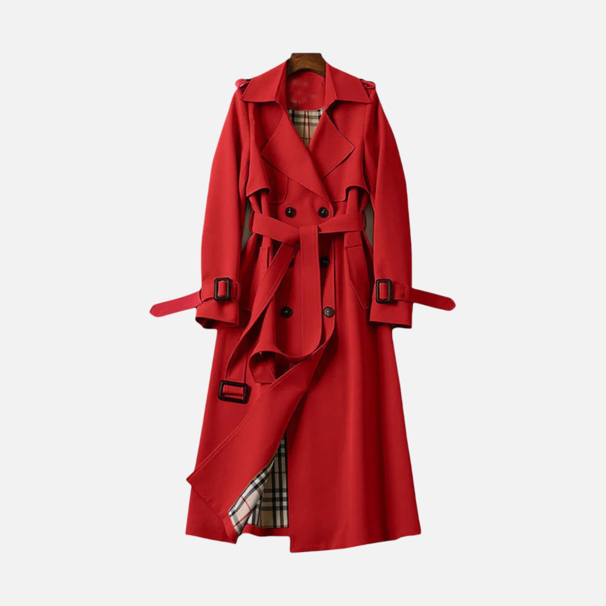 Aurevien | Women’s Belted Tweed Trench Coat – Ivy League Finish